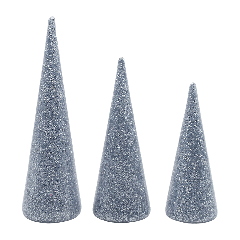 8×20/9×25/10×30cm 3-częściowy zestaw choinek z brokatowego szkła z wbudowanymi diodami LED