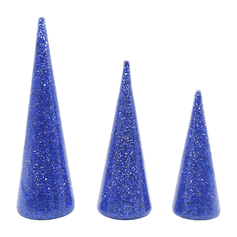 8×20/9×25/10×30cm 3-częściowy zestaw choinek z brokatowego szkła z wbudowanymi diodami LED