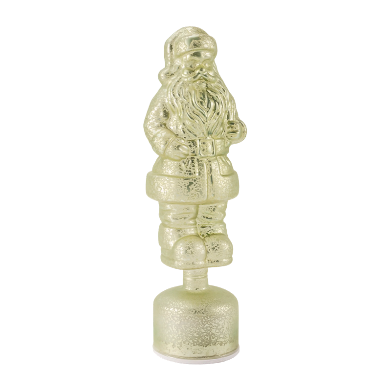 Figurka Świętego Mikołaja ze szkła rtęciowego w stylu vintage (wykończenie czerwone / srebrne / jasnozielone)