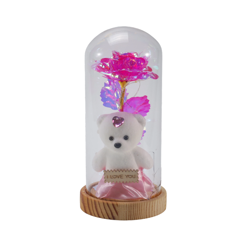 Lampka kloszowa Galaxy Rose Glass (z misiem lub bez, wiele kolorów)