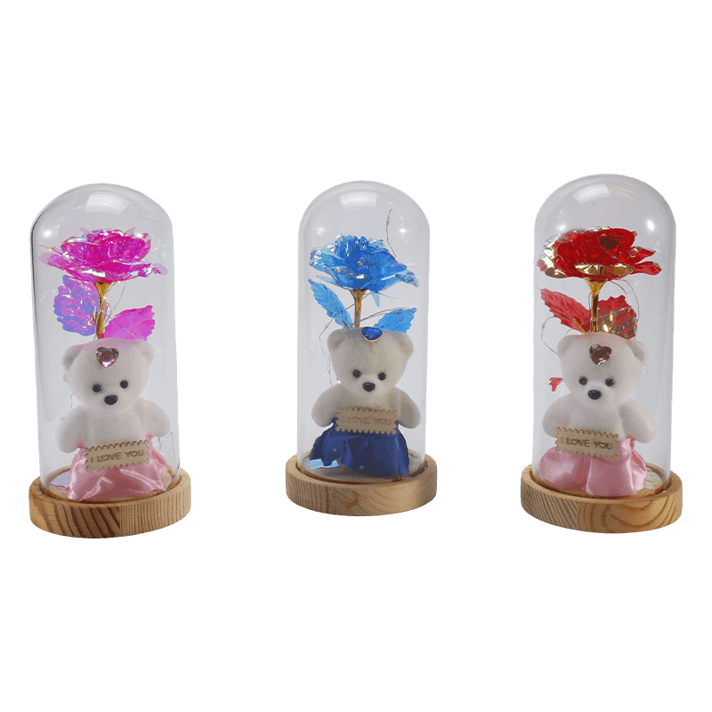 Lampka kloszowa Galaxy Rose Glass (z misiem lub bez, wiele kolorów)