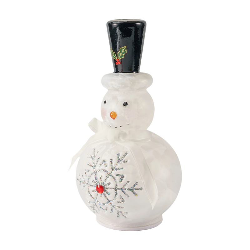 Świąteczna szklana figurka bałwana (przezroczyste / matowe białe wykończenie)