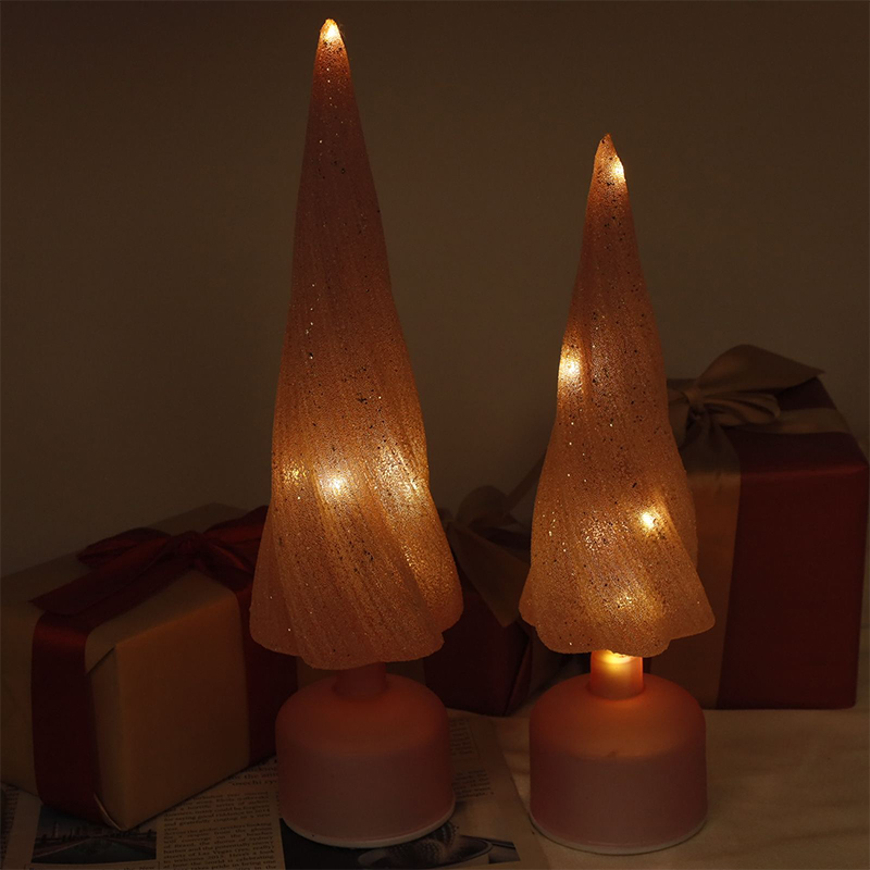 Rozmiary 10×33 cm i 10×38 cm Świąteczna, obrotowa szklana choinka z oświetleniem LED