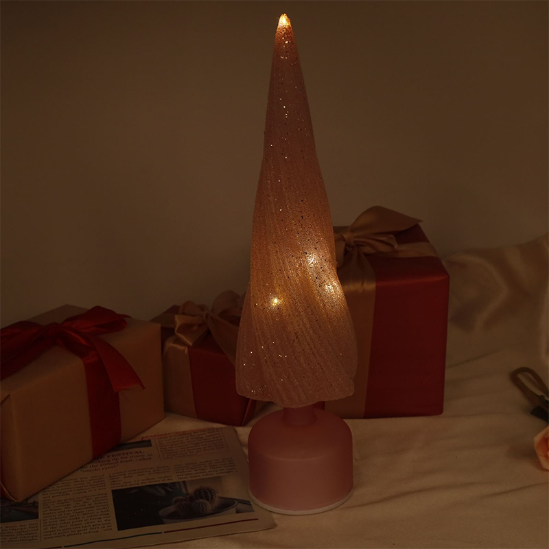 Rozmiary 10×33 cm i 10×38 cm Świąteczna, obrotowa szklana choinka z oświetleniem LED