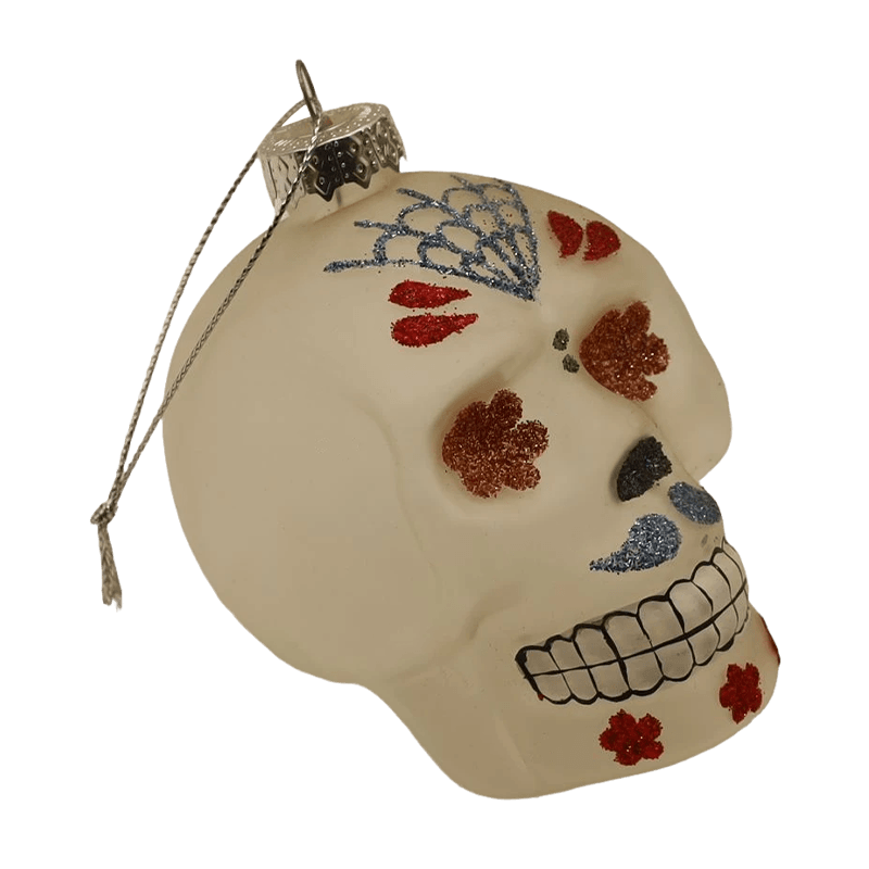 8*9cm ręcznie malowany zestaw ozdób ze szklanej czaszki na Halloween
