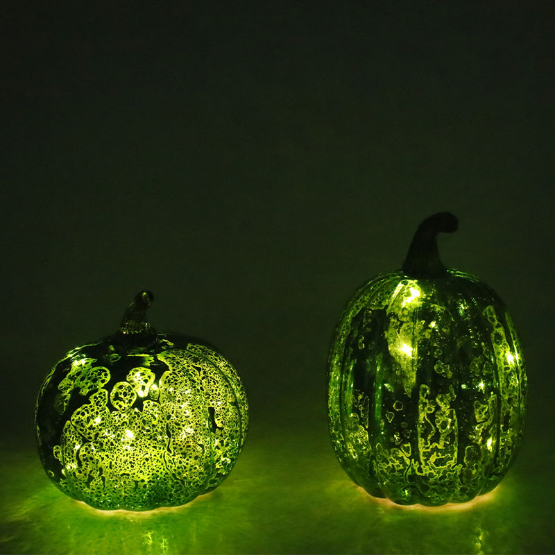 12*15cm Halloweenowa szklana lampa dyniowa LED Ozdoba na blat