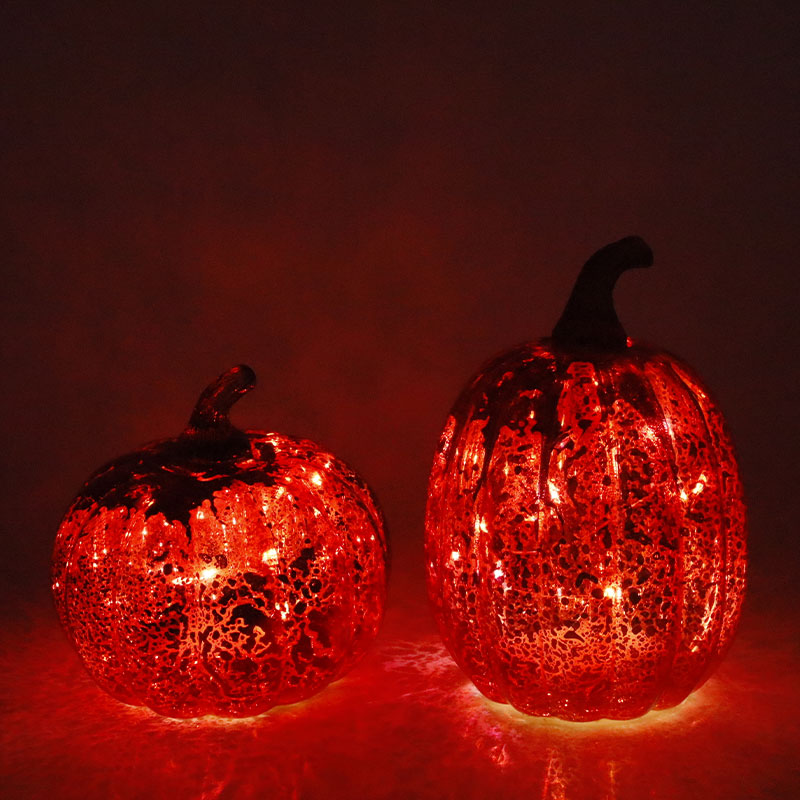 12*15cm Halloweenowa szklana lampa dyniowa LED Ozdoba na blat