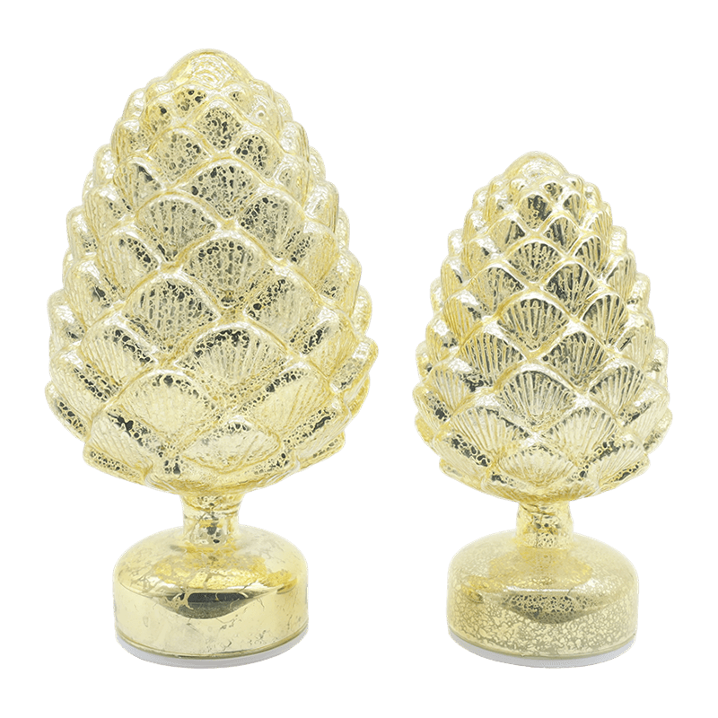15×28 cm i 11×22 cm Pinecone Świąteczna obrotowa szklana dekoracja stołu LED
