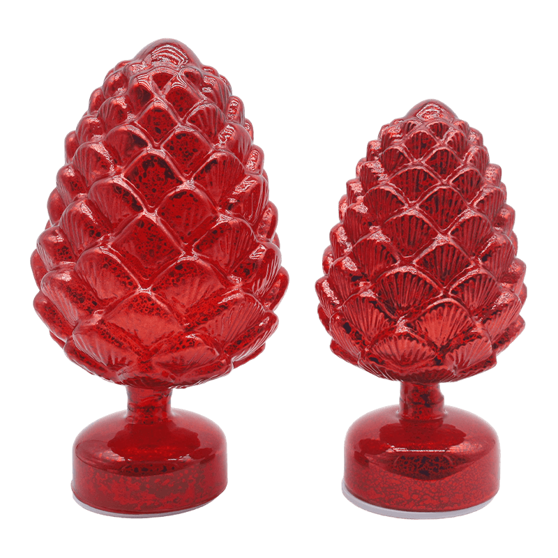 15×28 cm i 11×22 cm Pinecone Świąteczna obrotowa szklana dekoracja stołu LED