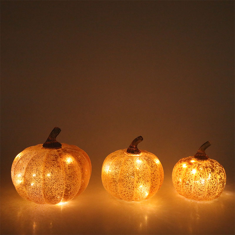 10*11,5 cm i 12*15 cm Halloweenowa szklana lampa LED w kształcie dyni Ozdoba na blat