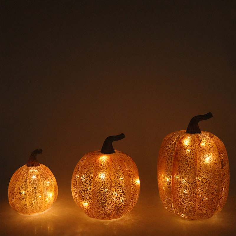 10*11,5 cm i 12*15 cm Halloweenowa szklana lampa LED w kształcie dyni Ozdoba na blat